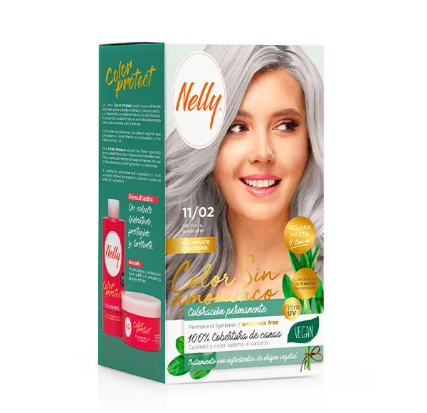 Веганский перманентный цвет волос Color Sin Amoniaco Aclarante Nelly, цвет gris plata
