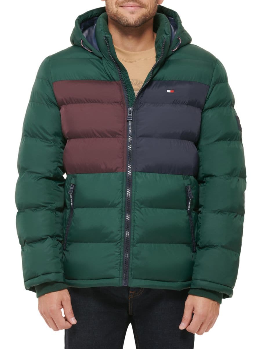 

Куртка-пуховик с капюшоном и типографским принтом Tommy Hilfiger, цвет Pine Combo
