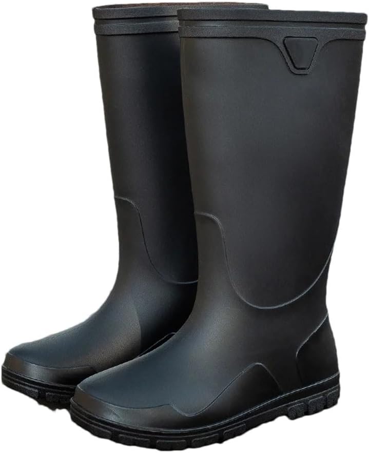 

Мужские высокие дождевые сапоги Водонепроницаемые защитные однотонные дождевые сапоги Мужские резиновые ботинки Платформенные сапоги Generic, черный