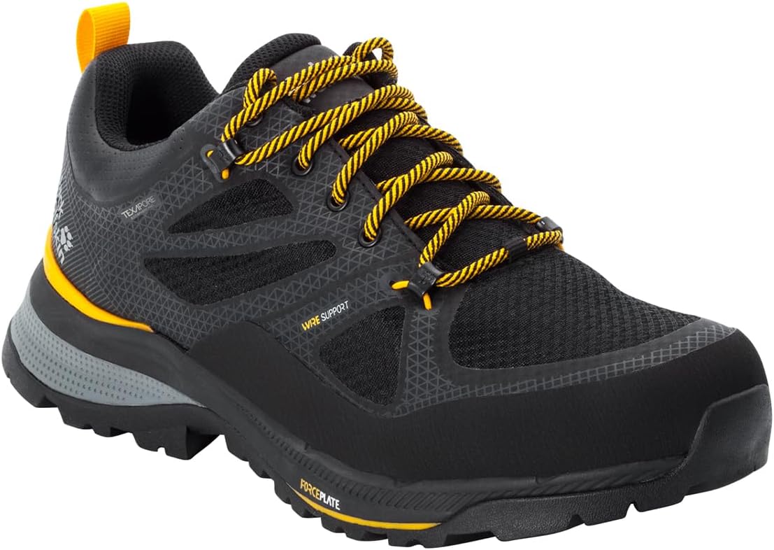 Мужские кроссовки Jack Wolfskin Force Striker Texapore Low M, черный/желтый — фото 4