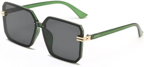 

Солнцезащитные очки для мужчин и женщин с большой квадратной металлической оправой, модель 2026. Солнцезащитные очки для женщин, очки для вождения MTZJH, Green Grey