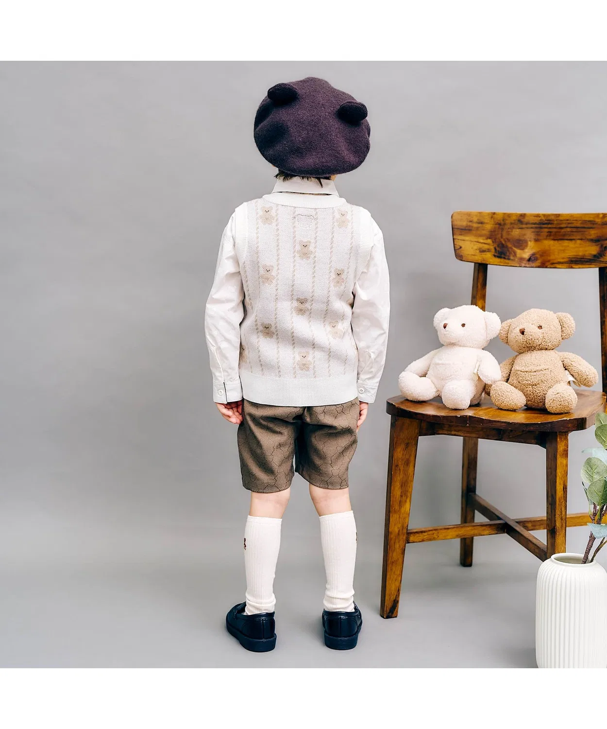 Жилет с медведями tinybear машинная стирка офф-белый — фото 3