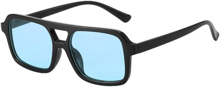 

LVTFCO Винтажные квадратные солнцезащитные очки для женщин в стиле ретро с леопардовым принтом, желтого цвета, с двойной перемычкой. Женские солнцезащитные очки, Black Blue