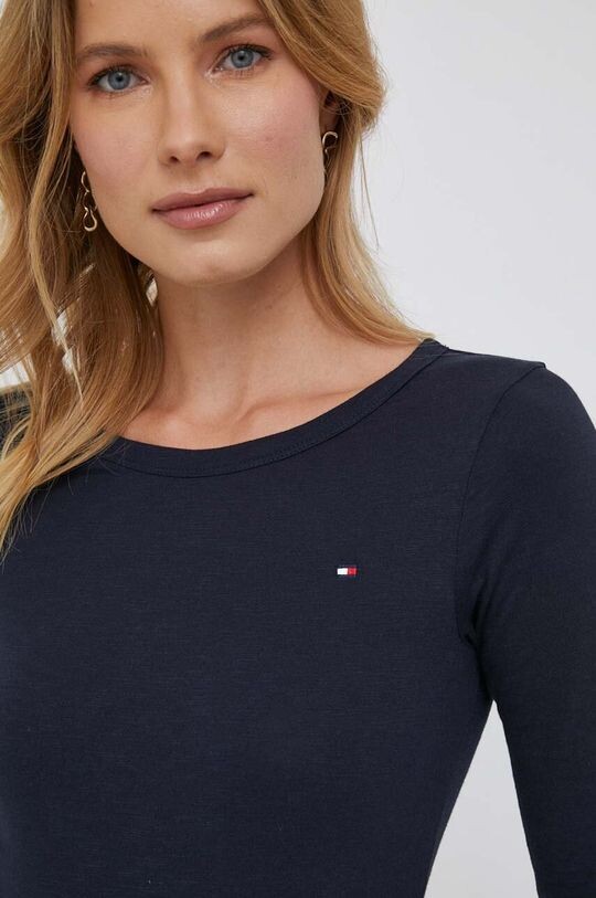 

Хлопковый топ с длинными рукавами Tommy Hilfiger, темно-синий