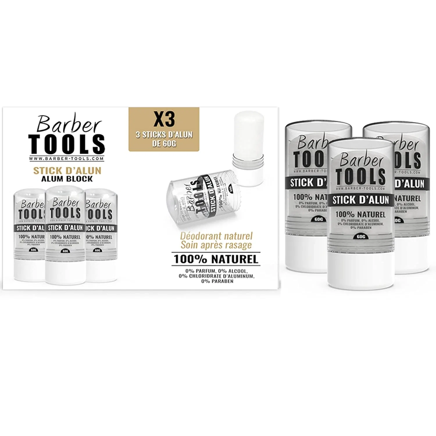 Натуральный дезодорант-стик Barber Tools из квасцового камня 3 х 60 г Barber Tools — фото 4