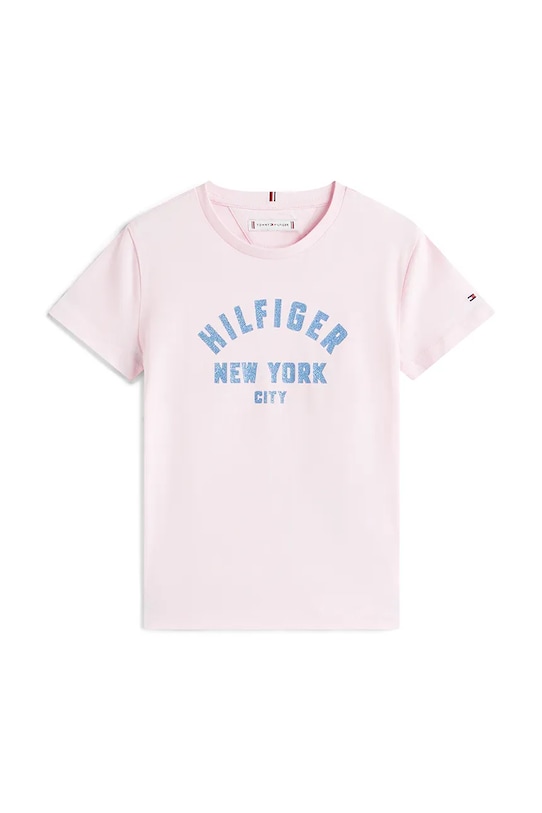 

Детская хлопковая футболка Tommy Hilfiger, розовый