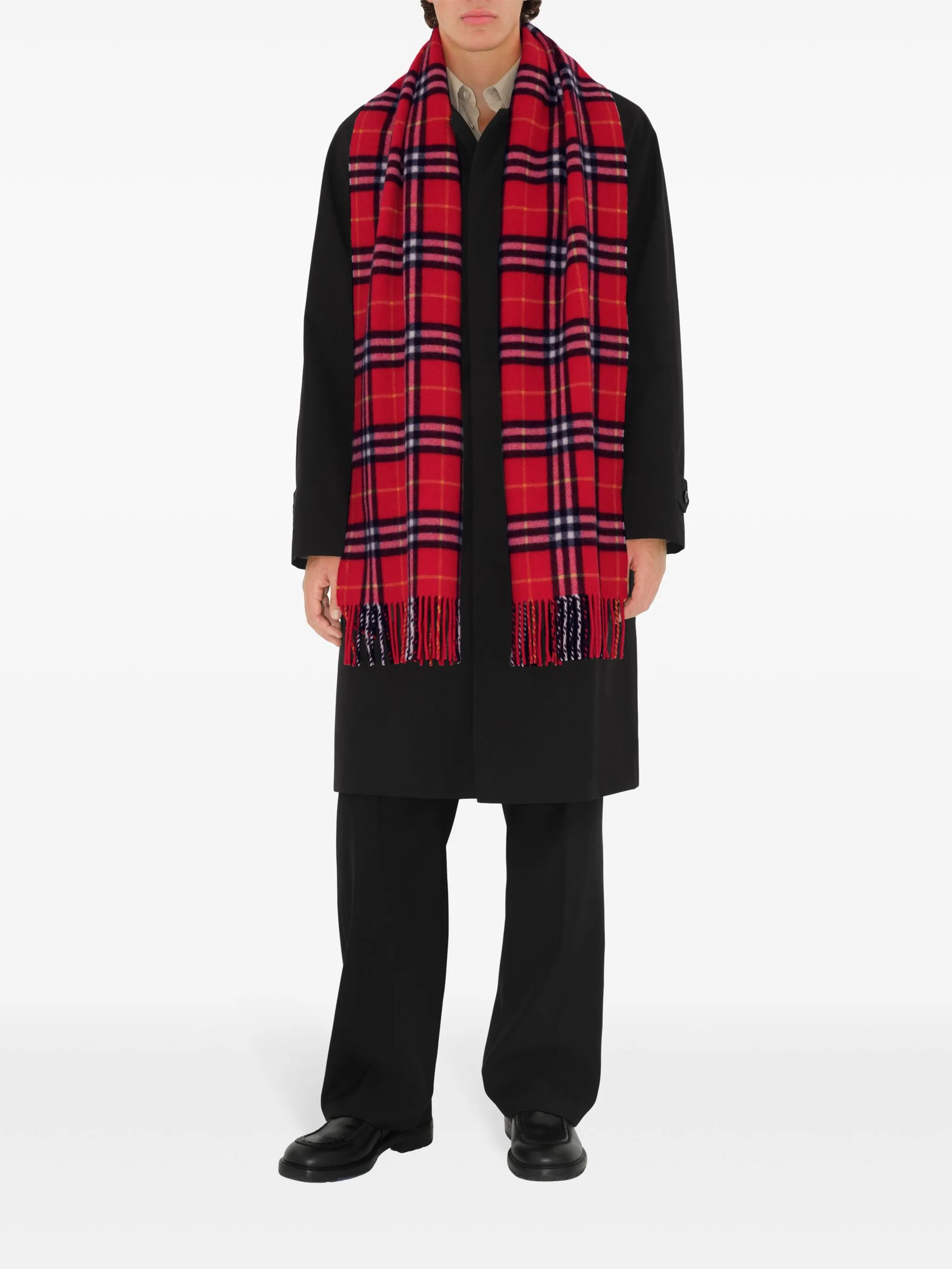 Кашемировый шарф в клетку Burberry, красный — фото 4