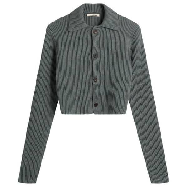 

Укороченная вязаная рубашка-кардиган Auralee, серый