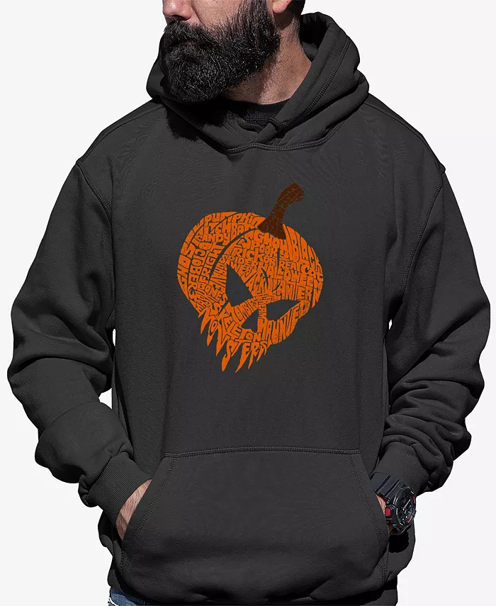 

Мужская худи с капюшоном Evil Pumpkin Word Art LA Pop Art, серый
