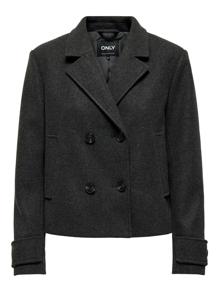 

ONLY Классический короткий двубортный блейзер для осени. Темно-серый цвет