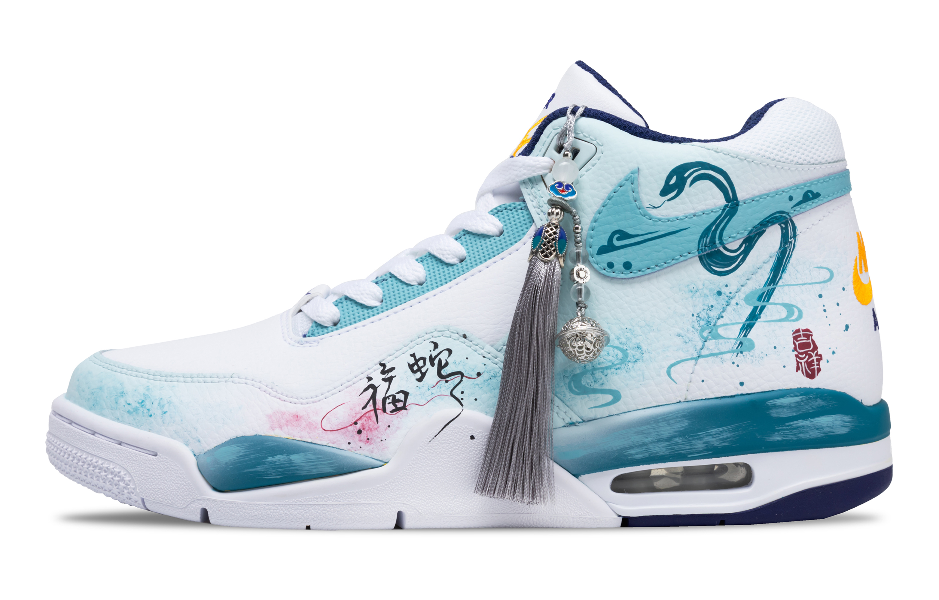 

Nike Баскетбольные кроссовки Flight Legacy Vintage, мужские, средней высоты, белые/голубые