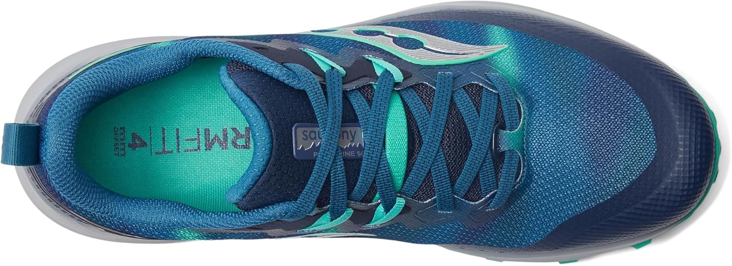 Мужские кроссовки для трейлового бега Saucony Peregrine 14, синий/мятный/темно-синий — фото 2