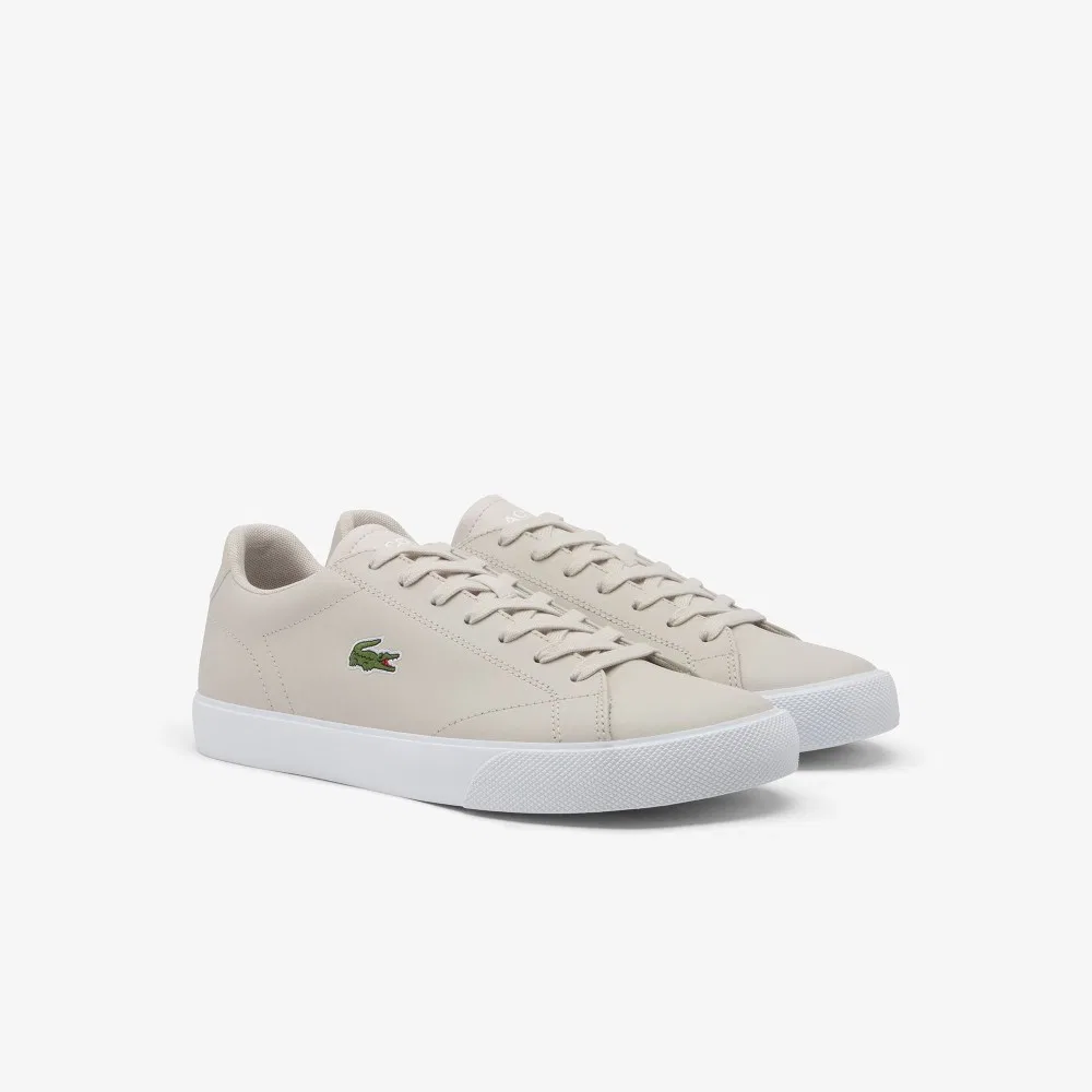 Мужские кожаные сникеры Lerond Set белоснежные от Lacoste — фото 2
