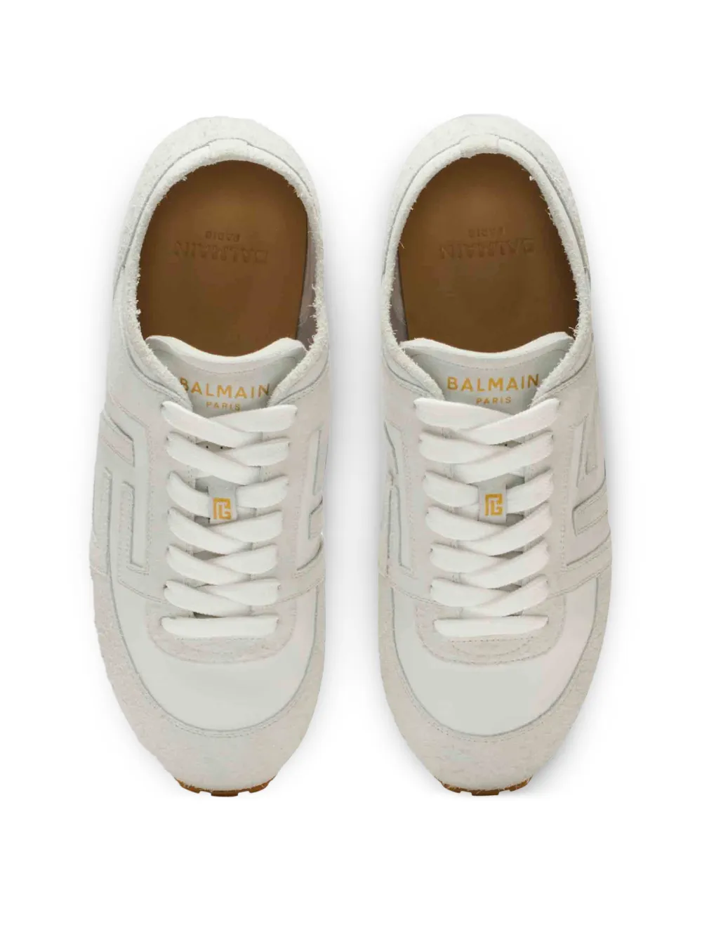 Кроссовки Racer 45 из овчины и замши Balmain, белый — фото 3
