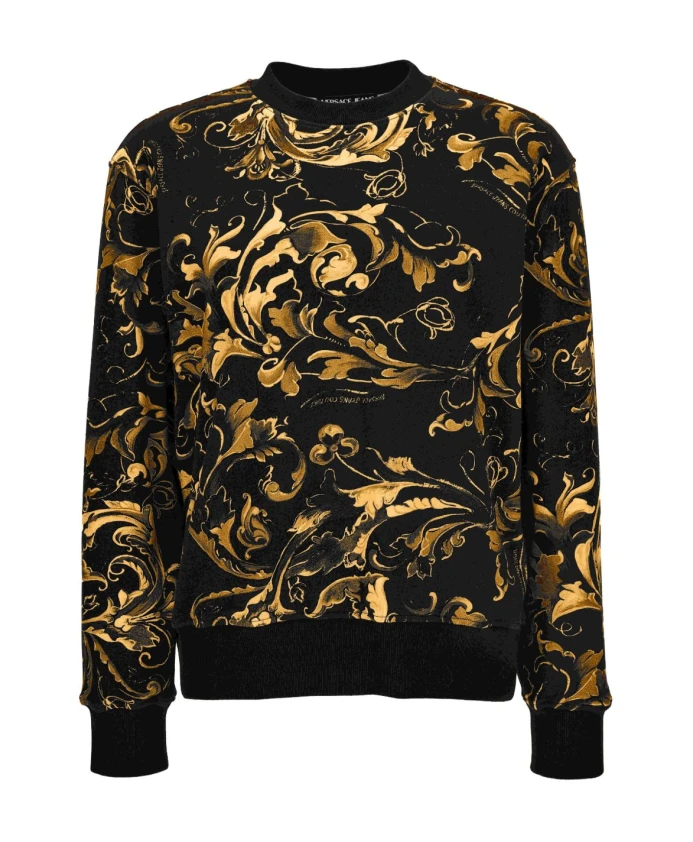 

Пуловер с круглым вырезом и принтом в стиле барокко Versace Jeans Couture, черный