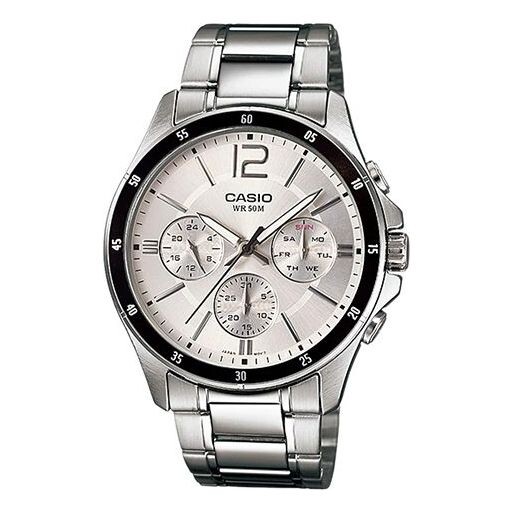 

Часы CASIO Waterproof Stainless Steel Strap Mens White Analog, белый
