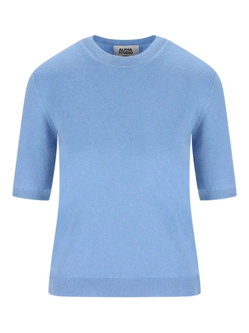 

Кашемировый топ с короткими рукавами ALPHA STUDIO, синий