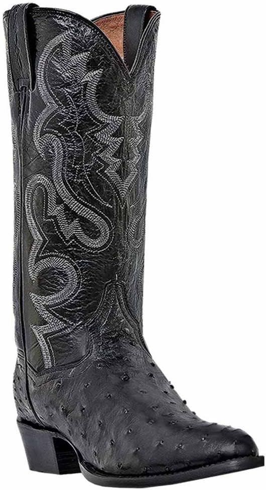 

Мужские сапоги Dan Post Mens Tempe Ostrich с вышивкой, с круглым носком и без застежек - коричневые