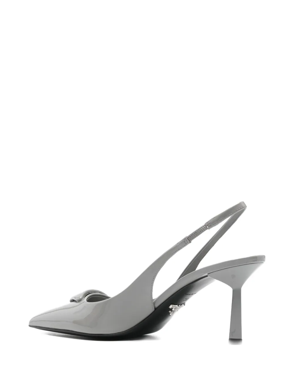 Туфли-лодочки с острым носком и ремешком на пятке, каблук 75 мм Prada, серый — фото 3