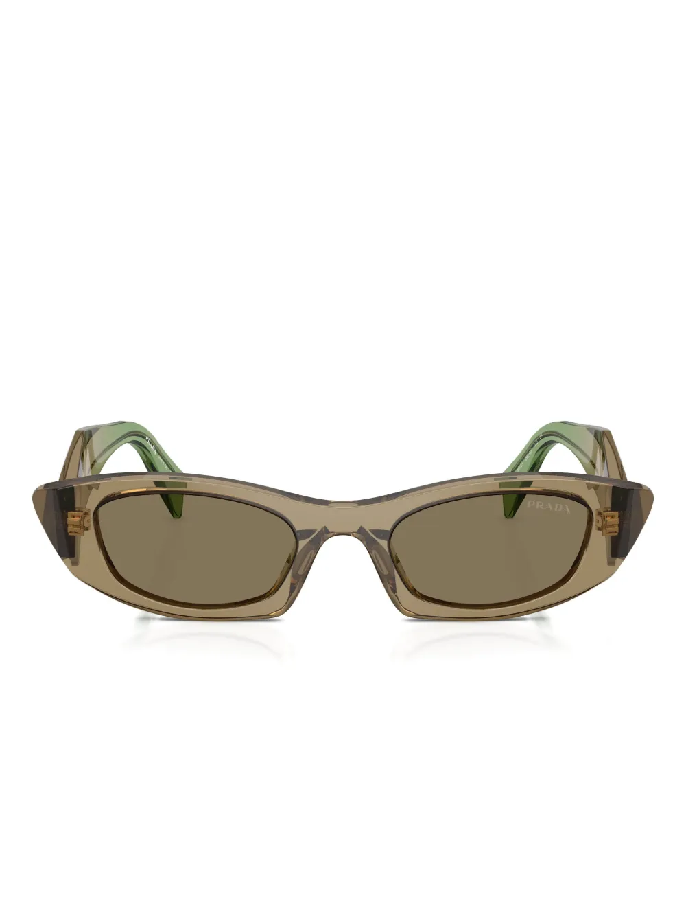 

Солнцезащитные очки с геометрической оправой Prada, зеленый