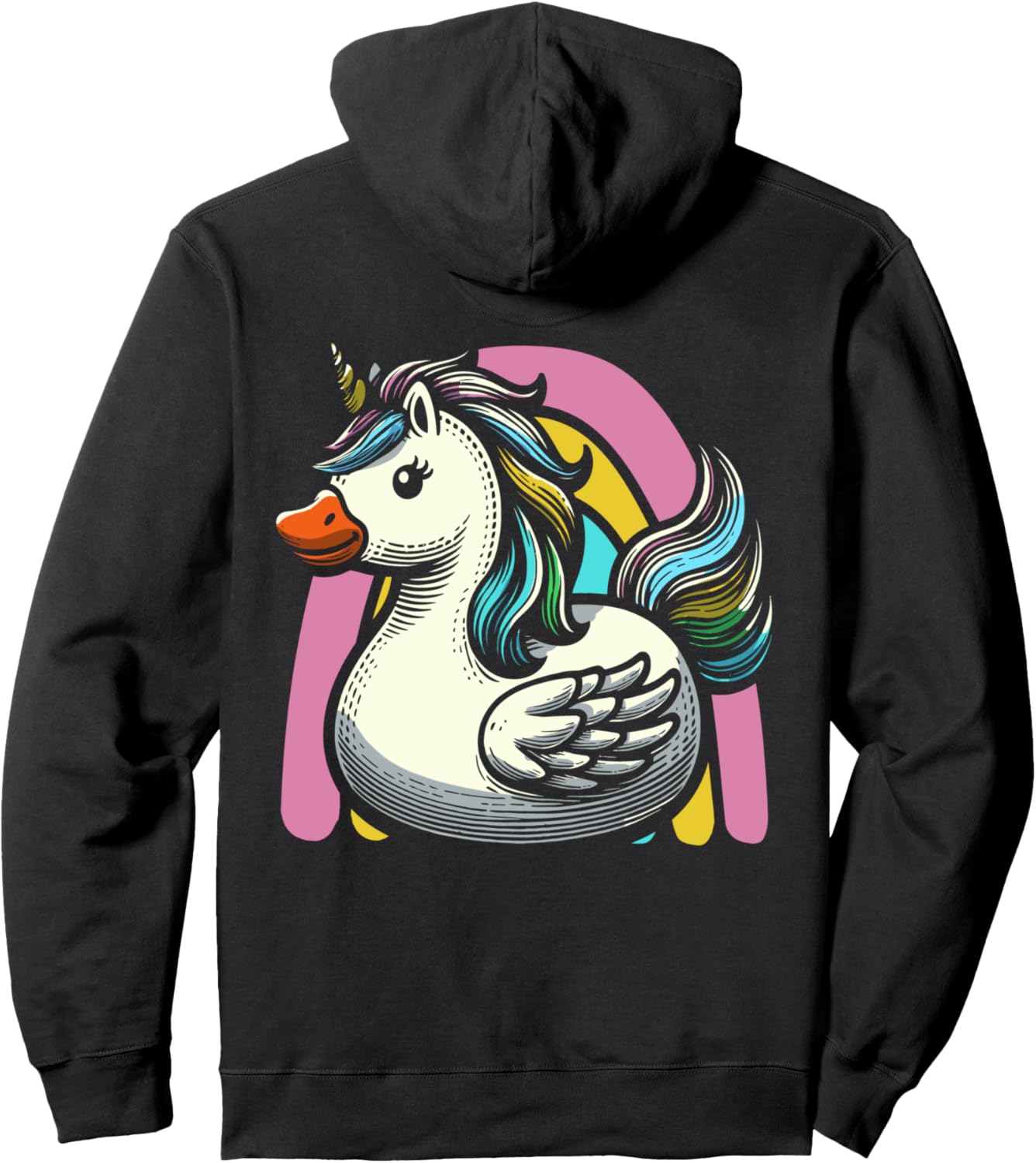 

Худи с изображением резиновой уточки-единорога Unicorn Rubber Ducky Exotic Rubber Duck, черный