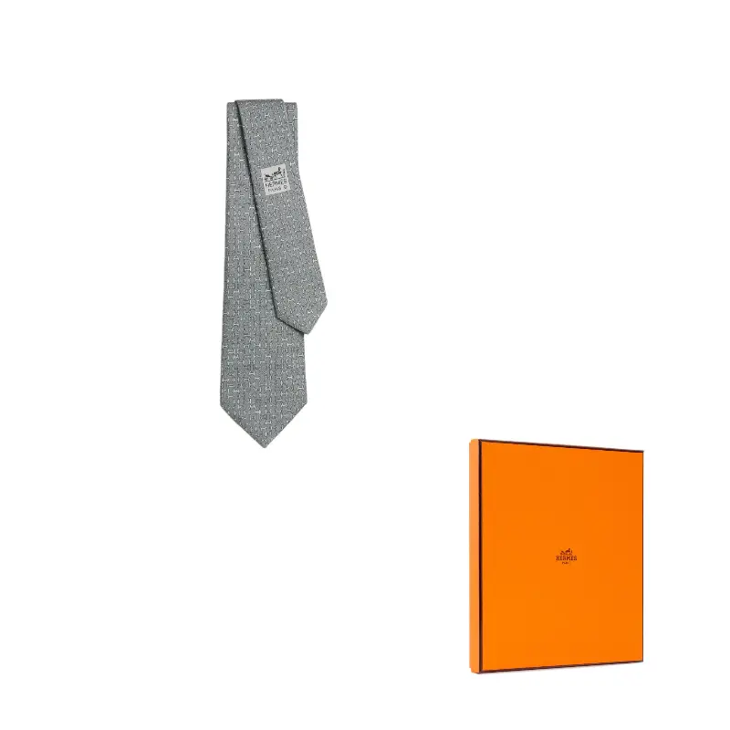 

HERMES Мужской галстук из шелка тутового шелкопряда средний серый, Medium Gray