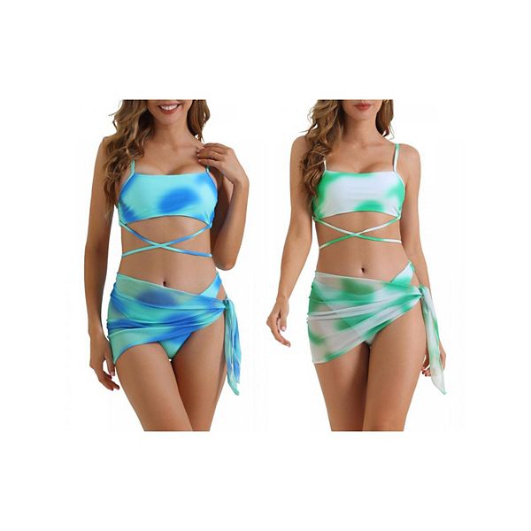 

Женский купальник бикини с регулируемыми лямками и сетчатой юбкой Inspire Chic, Blue Green, Зеленый, Женский купальник бикини с регулируемыми лямками и сетчатой юбкой Inspire Chic, Blue Green