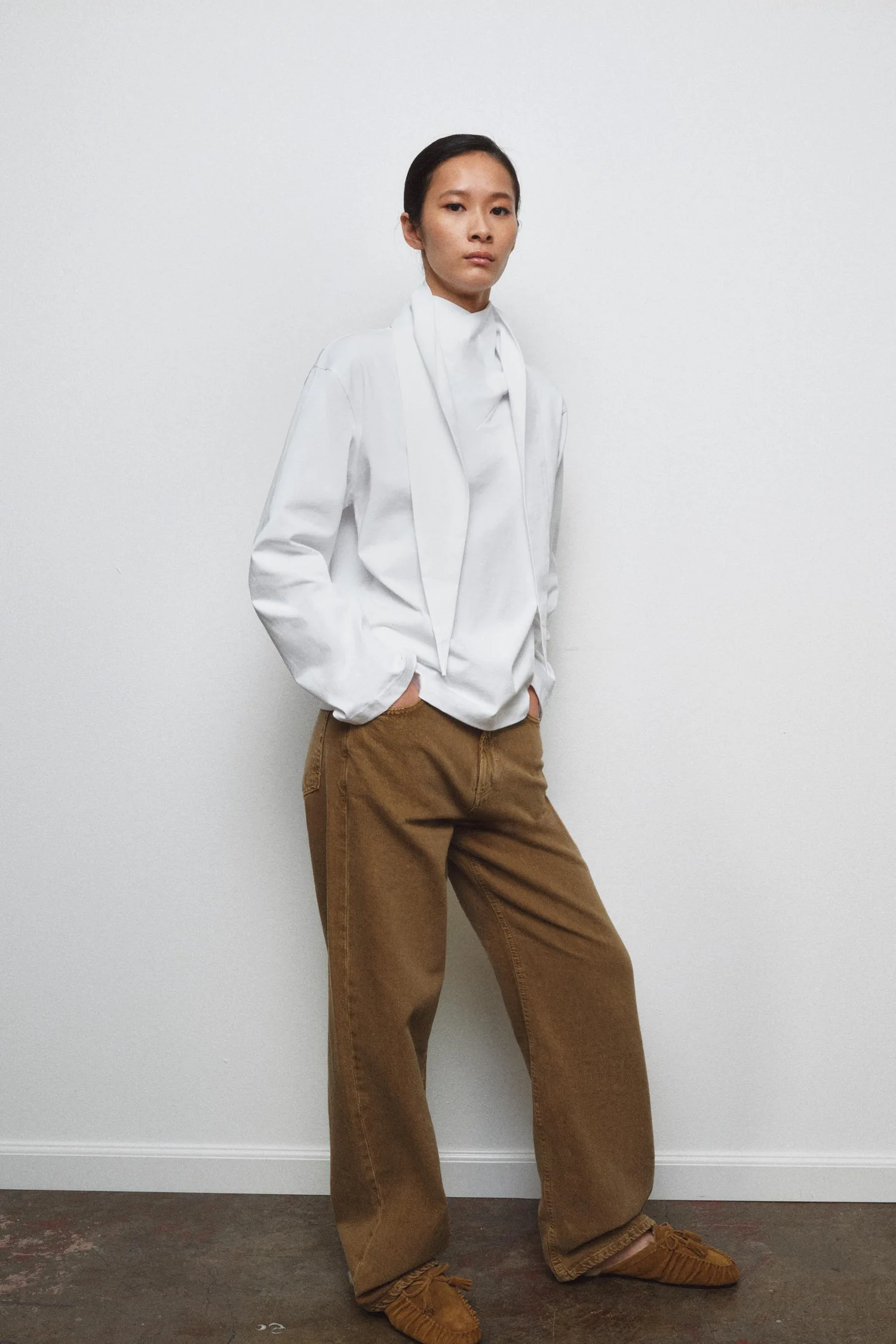 Футболка из плотного хлопка с бантом Zara, белый — фото 4