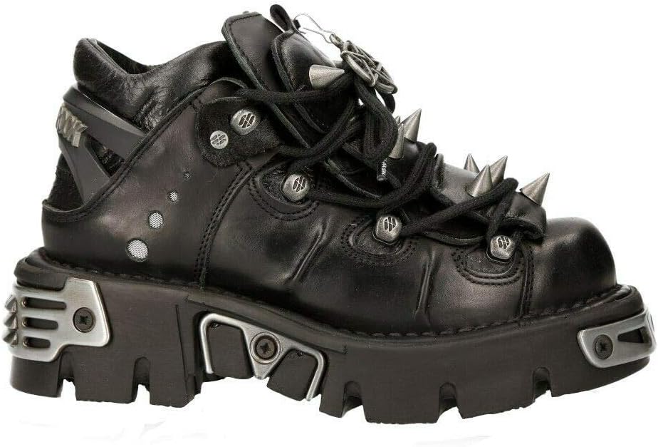 

Кожаные ботинки New Rock унисекс 110-S1 Reactor черного цвета в стиле рок/гот/эмо с шипами, низкие, до щиколотки