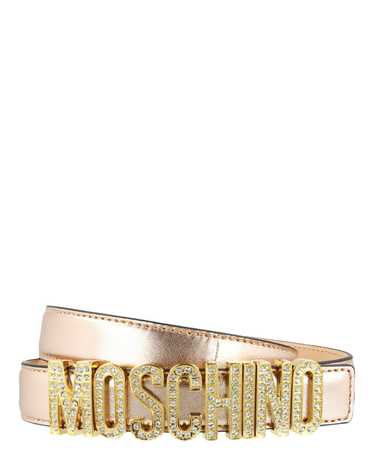 

Ремень с кристаллами и надписью-логотипом Moschino, цвет Fantasy Print Pink