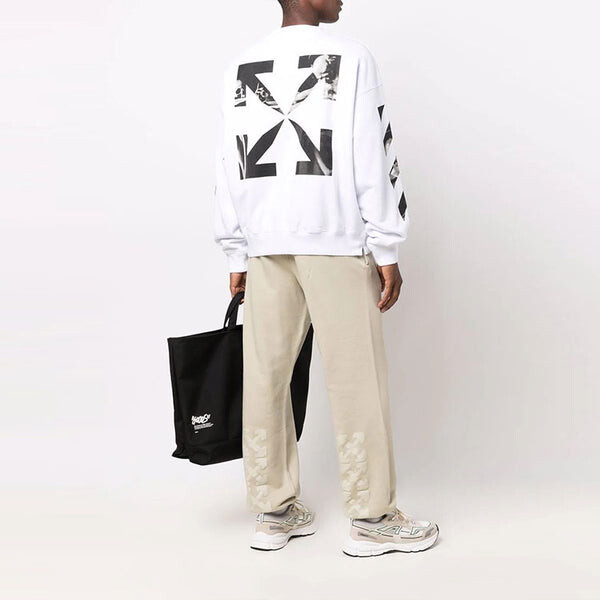 Толстовка men's fw21 arrow logo printing pullover round neck loose fit white Off-White, белый — фото 3
