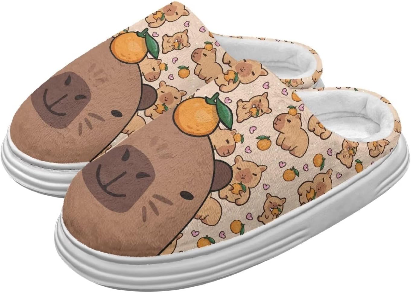 

Тапочки для женщин и мужчин, зимние шлепанцы, мягкие плюшевые пушистые домашние тапочки для улицы и дома Hechitok, Capybara Lemon