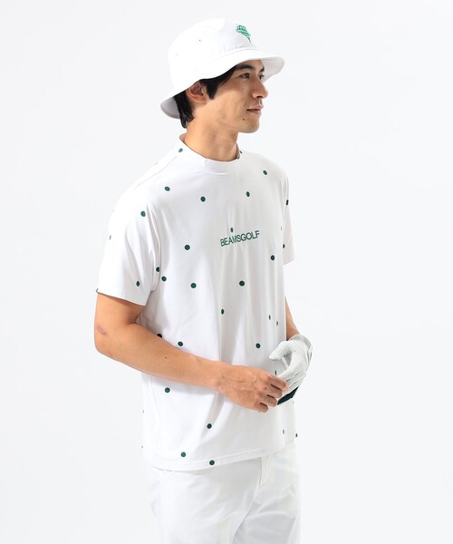 

Футболка с высоким воротником и принтом в горошек BEAMS GOLF, белый