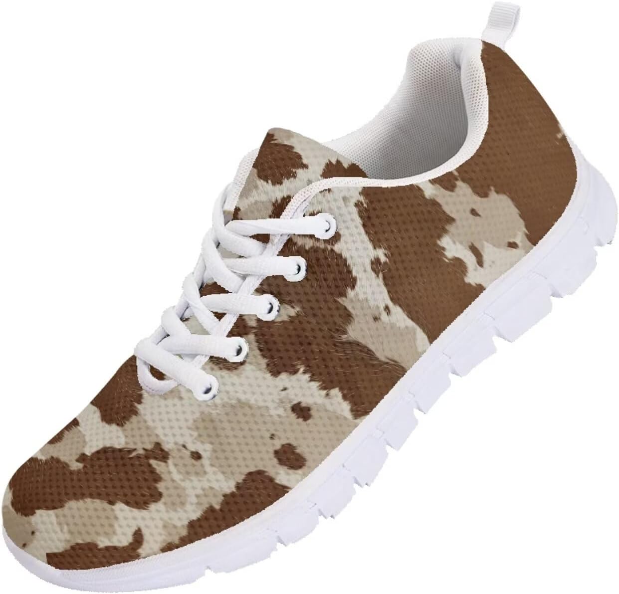 

Мужские кроссовки Funnydude Funny Print для осенних прогулок, удобные с дышащей сеткой, Brown Cow Print