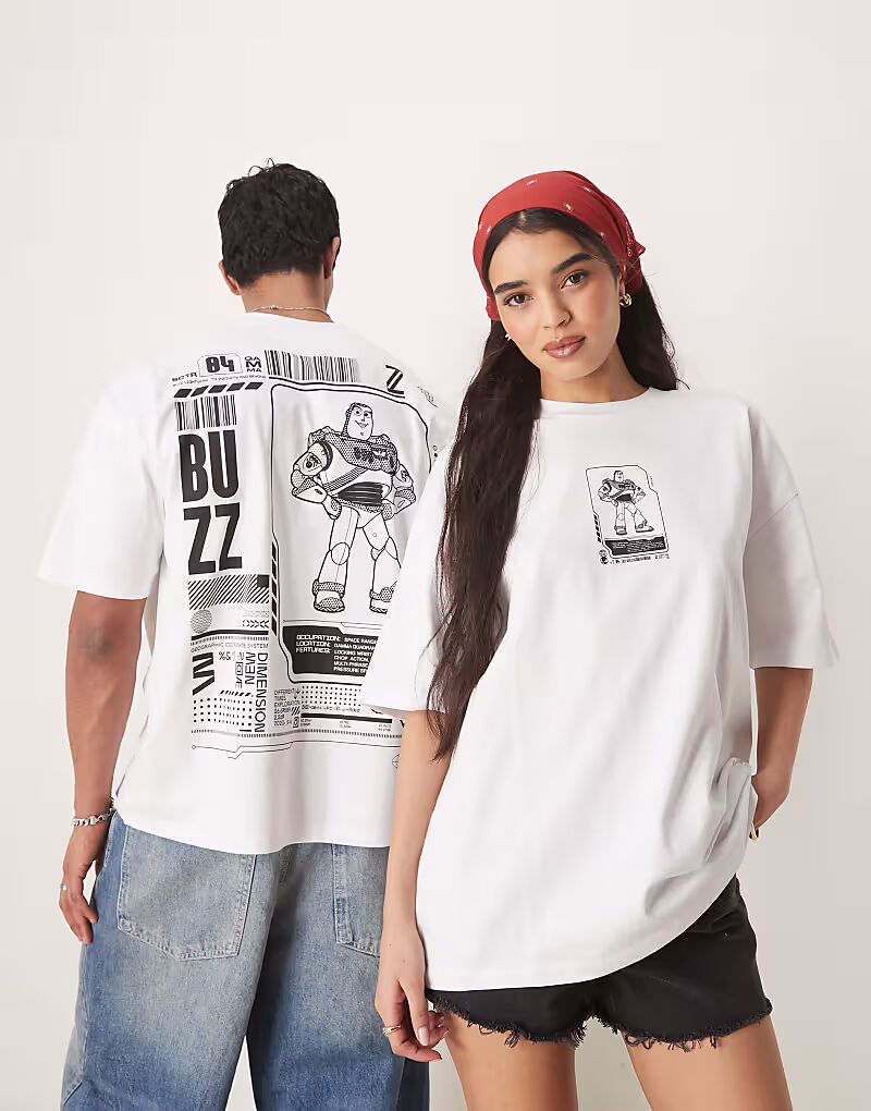 

Футболка ASOS DESIGN Disney Pixar с принтом Базза Лайтера из «Истории игрушек» белого цвета