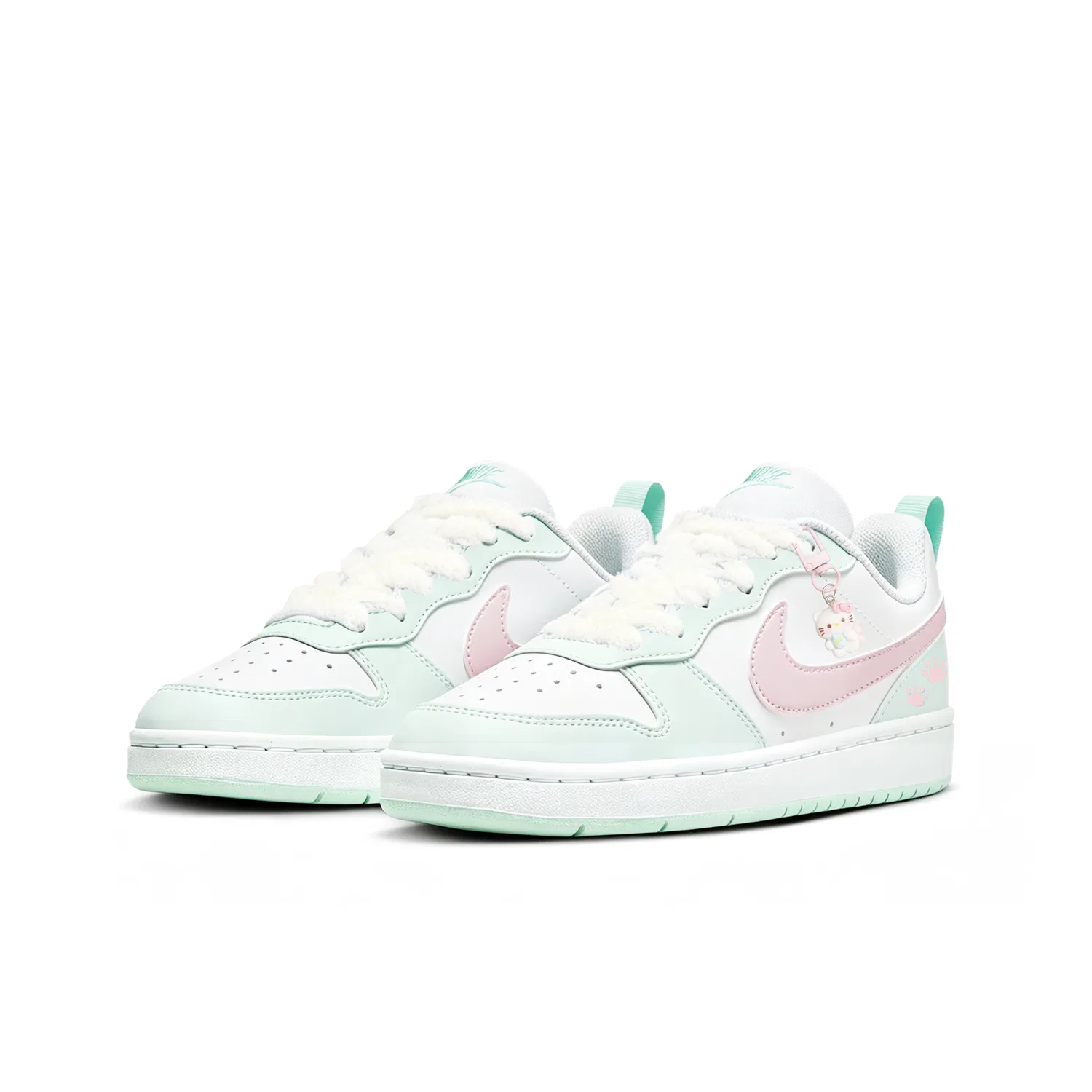 Кроссовки для скейтбординга Court Borough Peach Blossom Cat Paw Low top Kids', цвет Mint Pink, для подростков Nike — фото 4