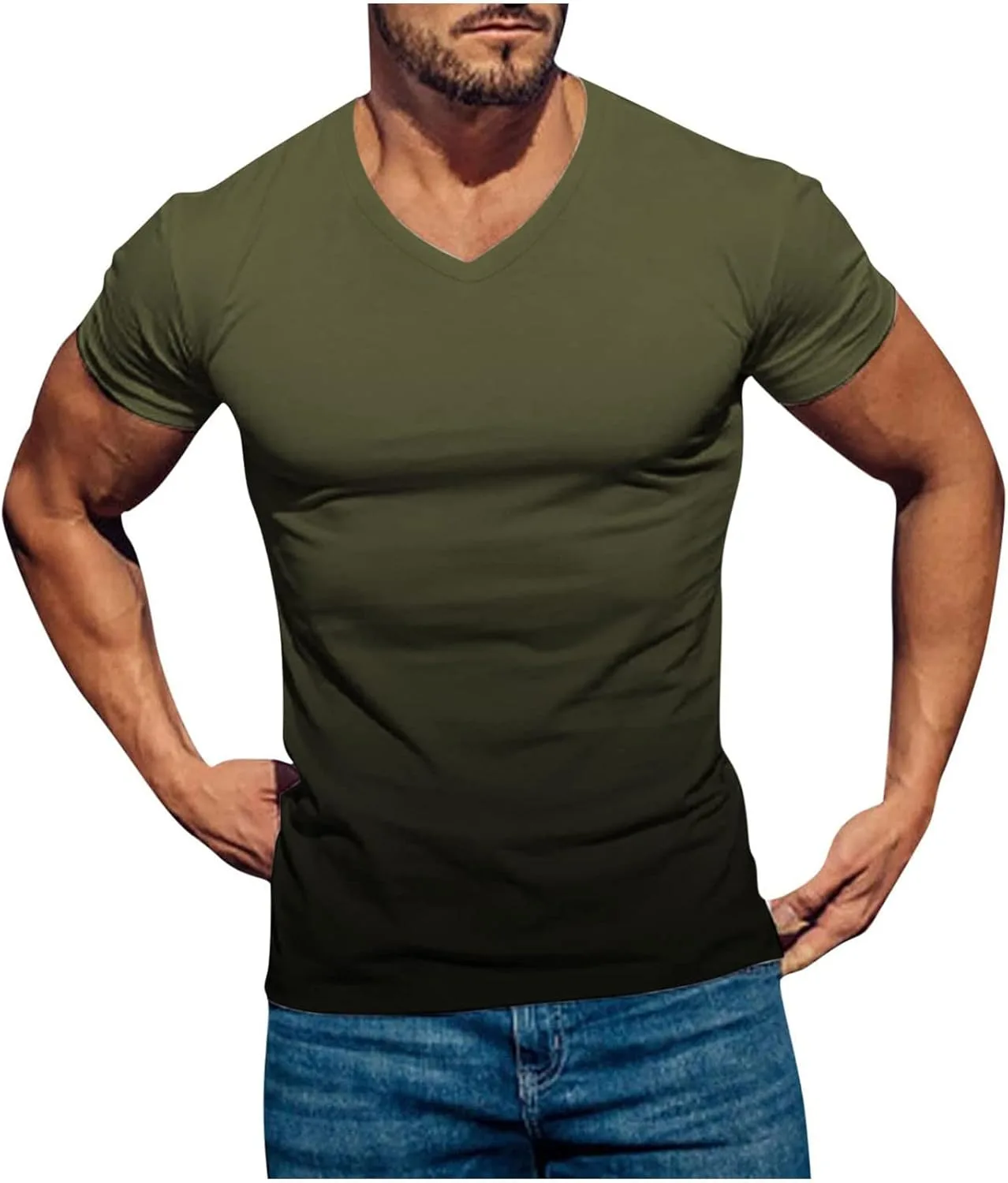 

Футболка Muscularfit Casual с V-образным вырезом и градиентным цветом