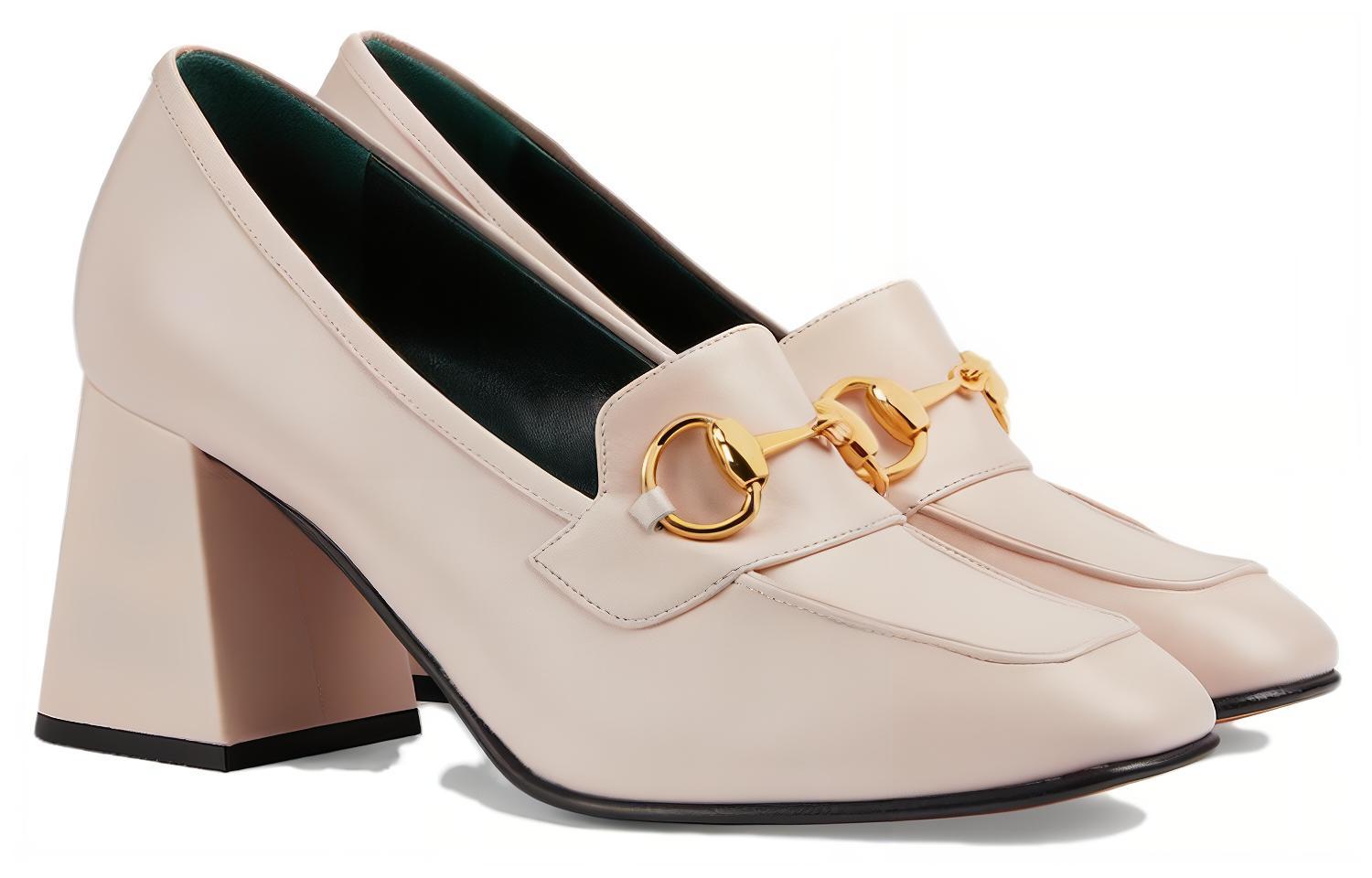 Толстая каблук Высокие каблуки 3,5 см Женские Розовые GUCCI — фото 4
