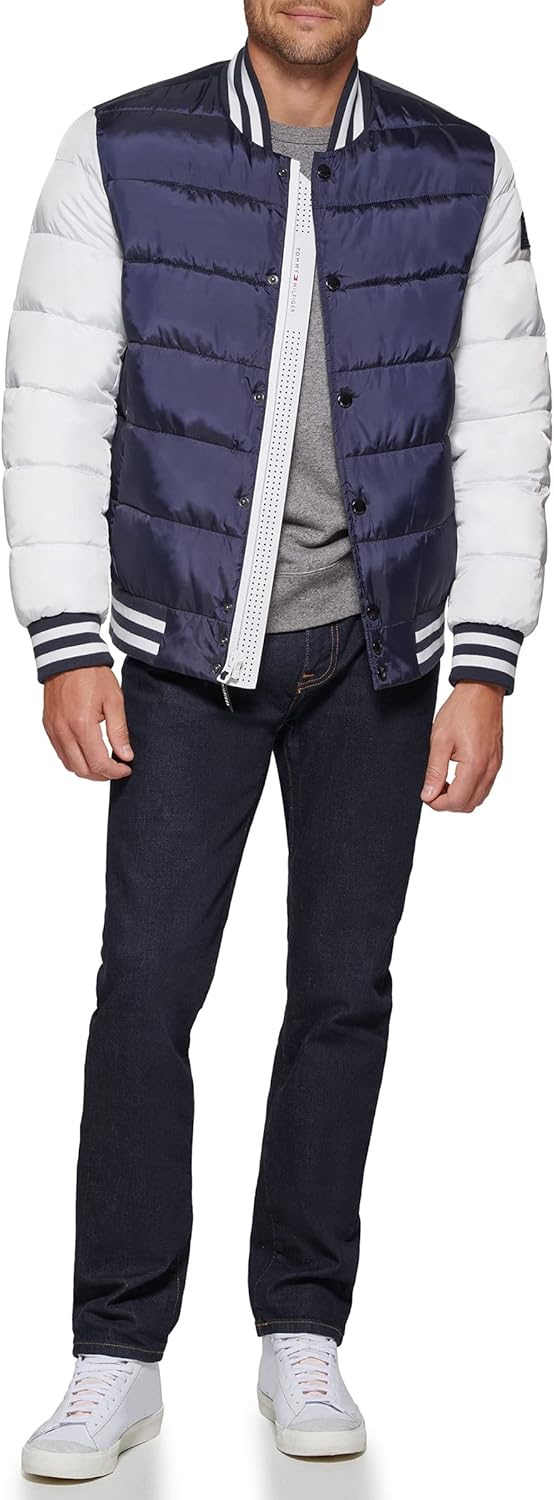Мужская стеганая куртка-бомбер Tommy Hilfiger Mens Varsity, Midnight/White — фото 2