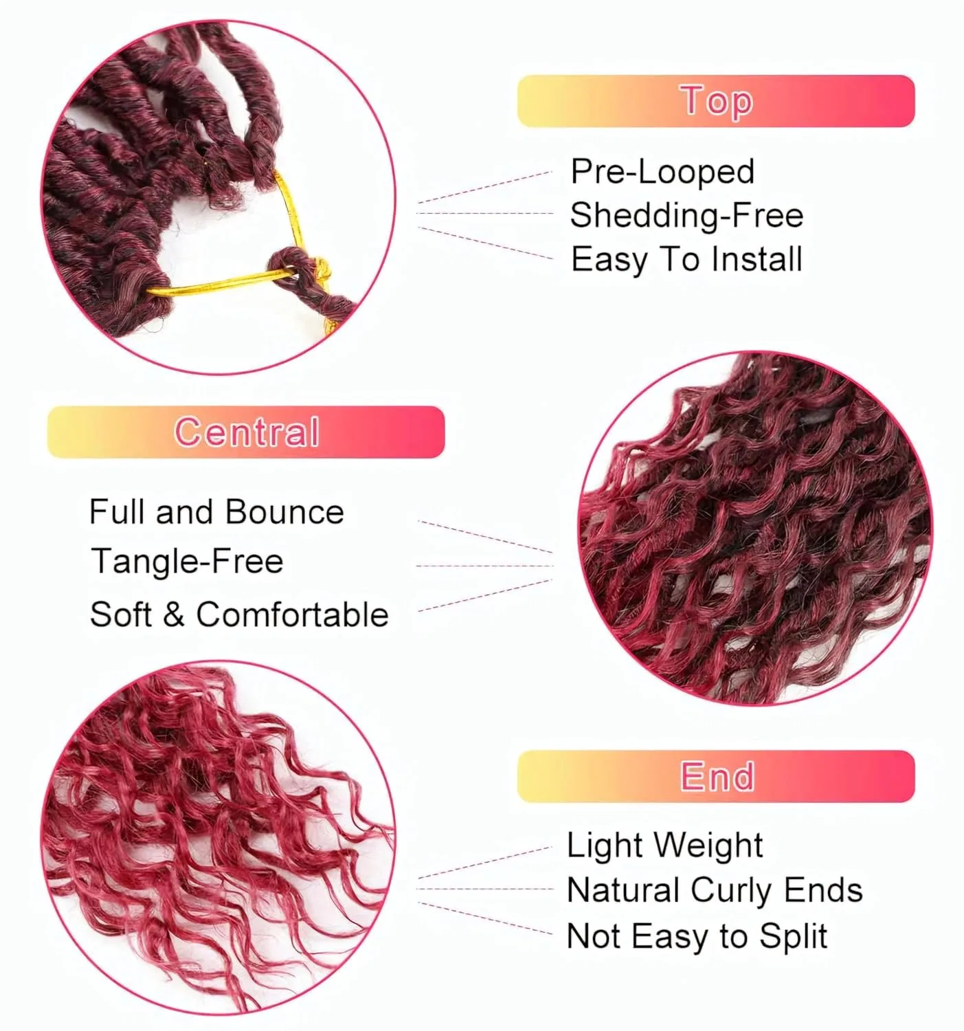 Накладные волосы для плетения Faux Locs Curly Boho Braid Hair из канекалона Hair Beauty, T-Bug — фото 4