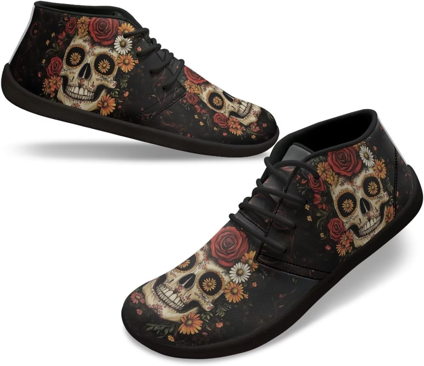 

Мужские водонепроницаемые зимние походные ботинки Barefoot, женские повседневные кроссовки Barefoot Yreiwoby, Skull Floral