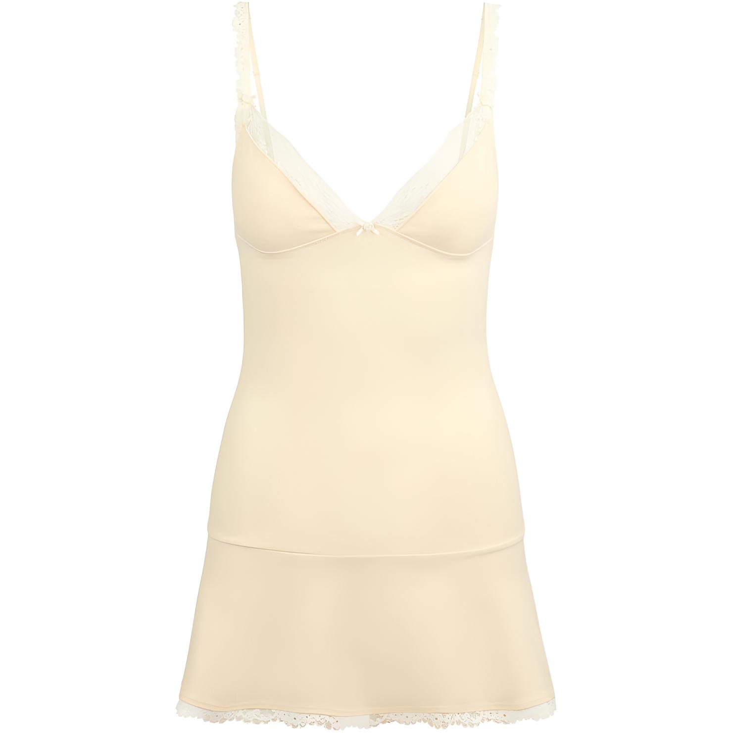 

Платье-комбинация SS25 из хлопкового джерси с кружевом Skims, Butter/Butter