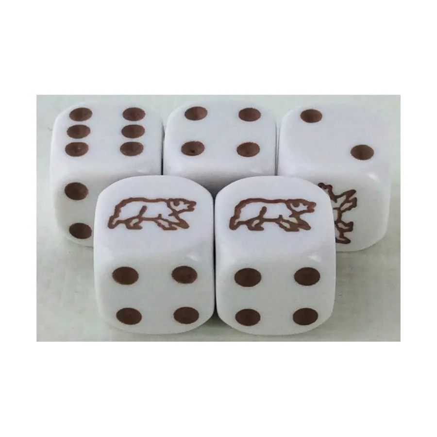 

Игральные кости «Медведь» d6, 16 мм — белые с бежевым (5), Dice - Animal