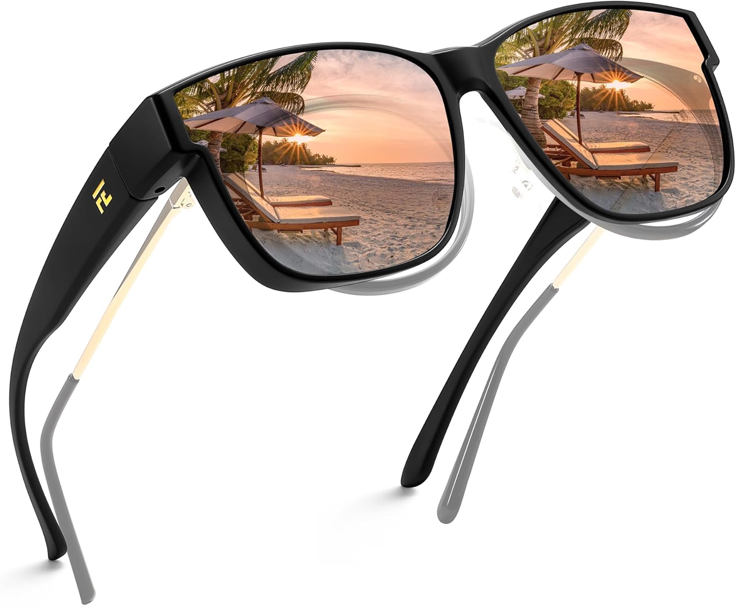 

Поляризованные солнцезащитные очки FEISEDY для женщин, надеваемые поверх очков, солнцезащитные очки для вождения с защитой UV400, артикул B0250, Matte Black Frame - White Lens