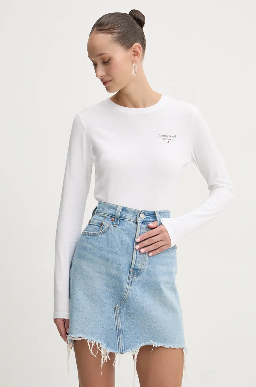 

Хлопковый топ с длинными рукавами Tommy Jeans, белый