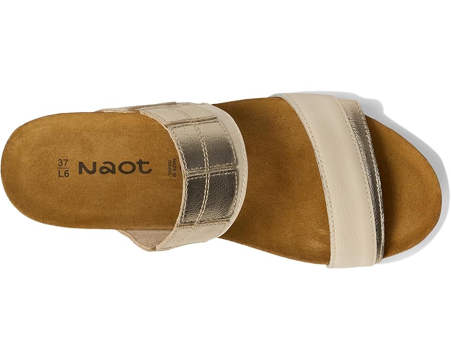 Туфли Naot Royalty, цвет Radiant Gold Leather/Ivory Crinkle Patent Leather — фото 2