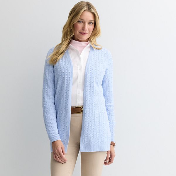 

Женский кардиган с узором косы и открытой передней частью Croft & Barrow, Skysail Heather