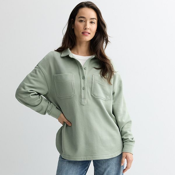 

Женский пуловер с воротником из френч терри Sonoma Goods For Life, Madri Green