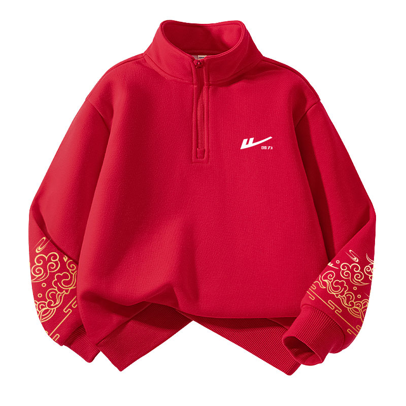 Детский свитшот с воротником стойкой WARRIOR, черный/белый small k+h left sleeve золото-stamped k+h right sleeve золото-stamped k — фото 2