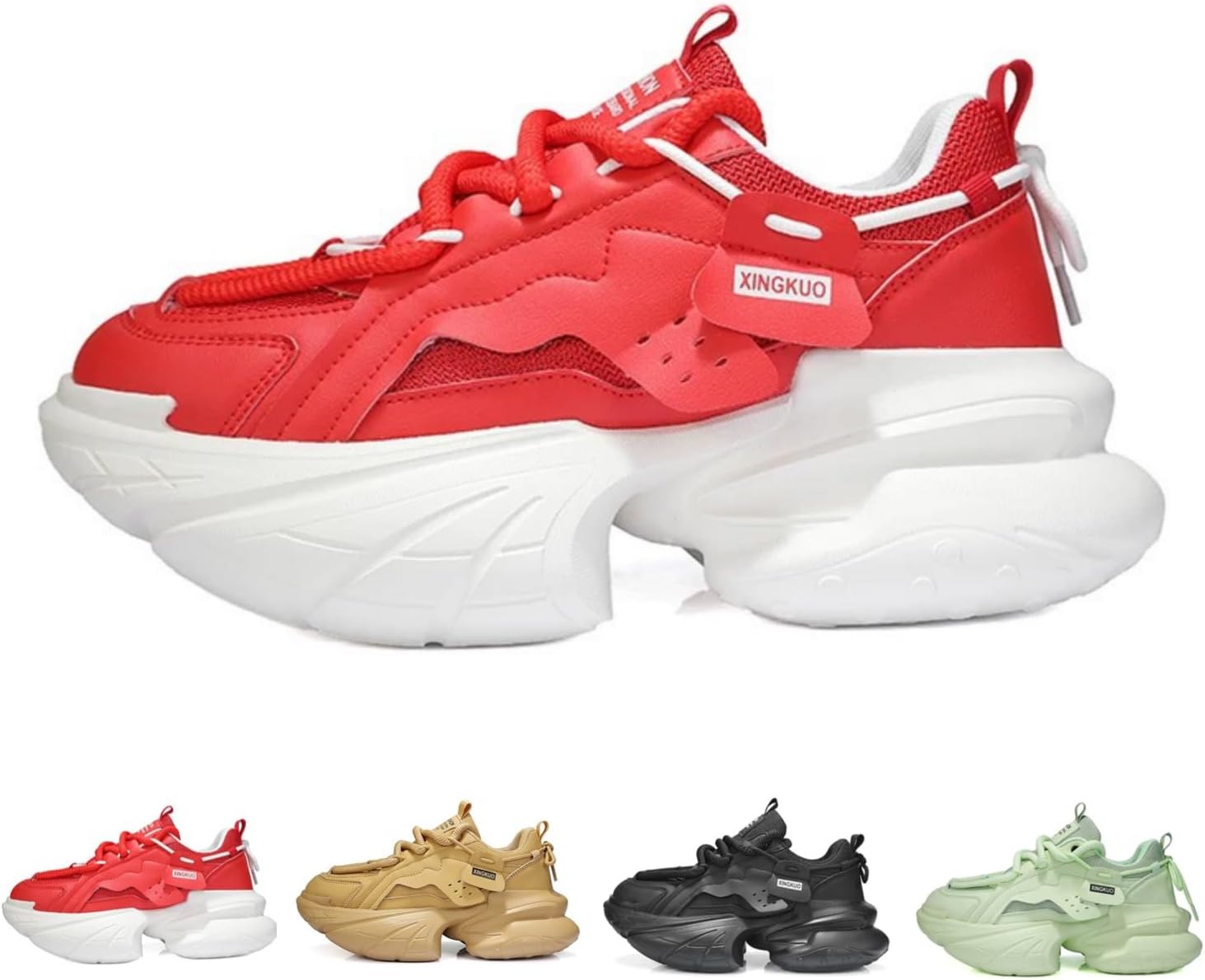 

Мужские модные кроссовки в стиле Y2K с массивной подошвой, дышащей сеткой, уличный стиль, повседневные обувь для ходьбы на улице для мужчин и женщин Macefil, красный